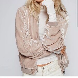 Free People velvet bomber jacket